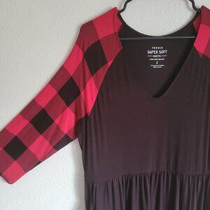 Torrid Red and Black Women's Long Sleeve Tunic